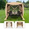 Costway 6.7 FT x 6.7 FT 4-Panel Pop up Camping Gazebo Quick-Set with 2 Sunshade Cloths Coffee/Green
